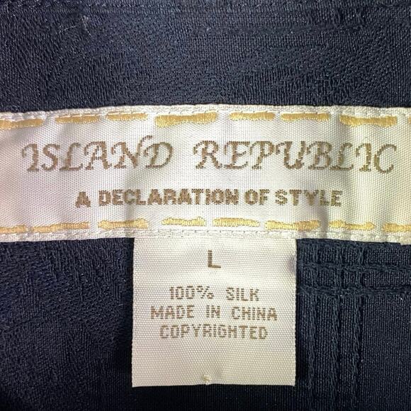 ISLAND REPUBLIC Black Casual Dress Button Front Shirt Men’s Size L - Picture 5 of 10